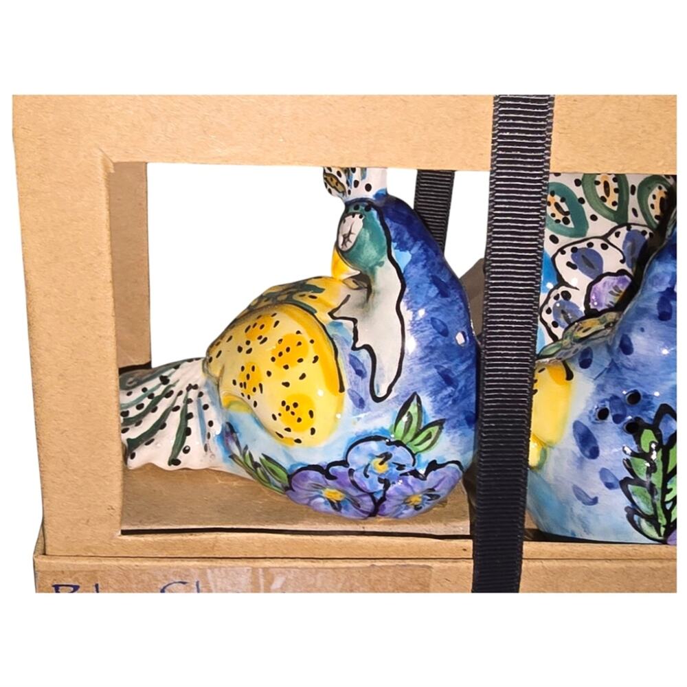Blue Sky Peacock Ceramic Salt and Pepper Shakers Multicolor New - Picture 8 of 11